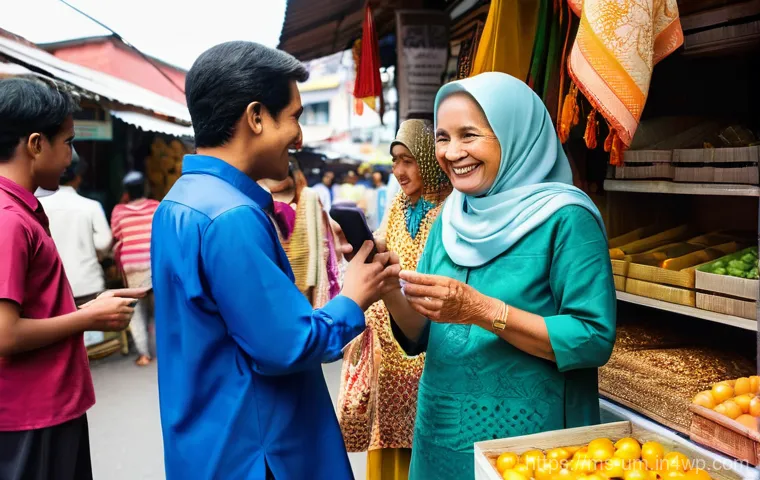 고객 맞춤형 제안으로 전환율 높이기 - **Prompt:** A bustling, vibrant local market scene bathed in warm, natural sunlight. A friendly fema...